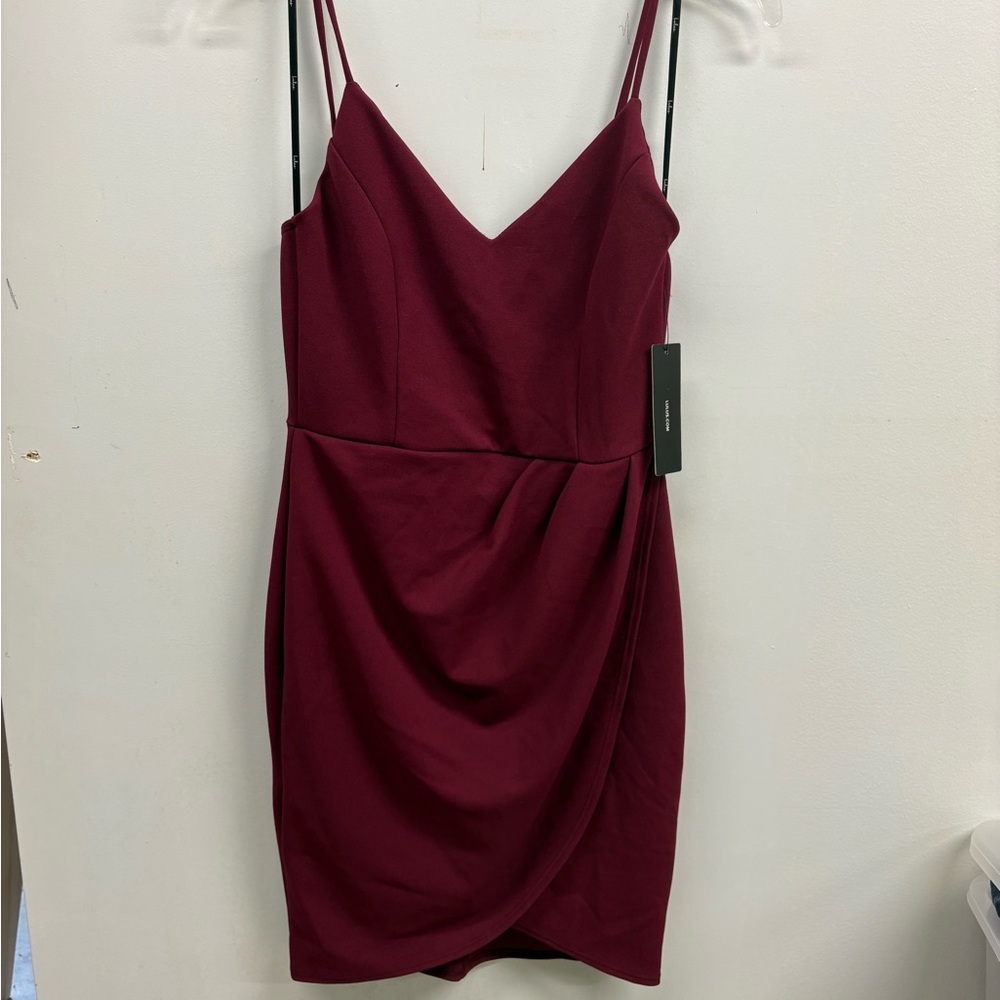 Lulu's Black Spaghetti-Strap Tulip-Hem Mini Dress NWT